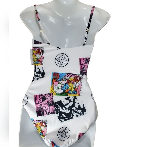 NEW SWIMINISTA X JAMES PETER HENRY Marvelous one-piece art toss print M - Picture 3 of 12